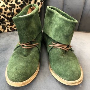 Green Suede Ankle Boots